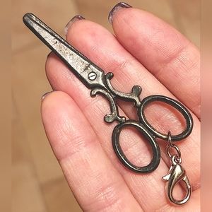 Anthropologie Gunmetal Tone Scissors Charm